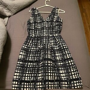 Elegant Blue and White Checkered Dress